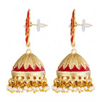 Women's Rose Gold Plated Alloy Earrings (Red)