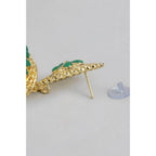 Women's Rose Gold Plated Alloy Earrings (Green)
