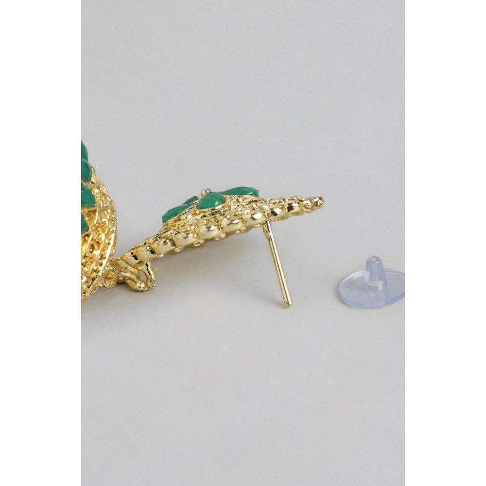 Women's Rose Gold Plated Alloy Earrings (Green)