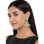 Women's Rose Gold Plated Alloy Earrings (Gold &amp; Pink)