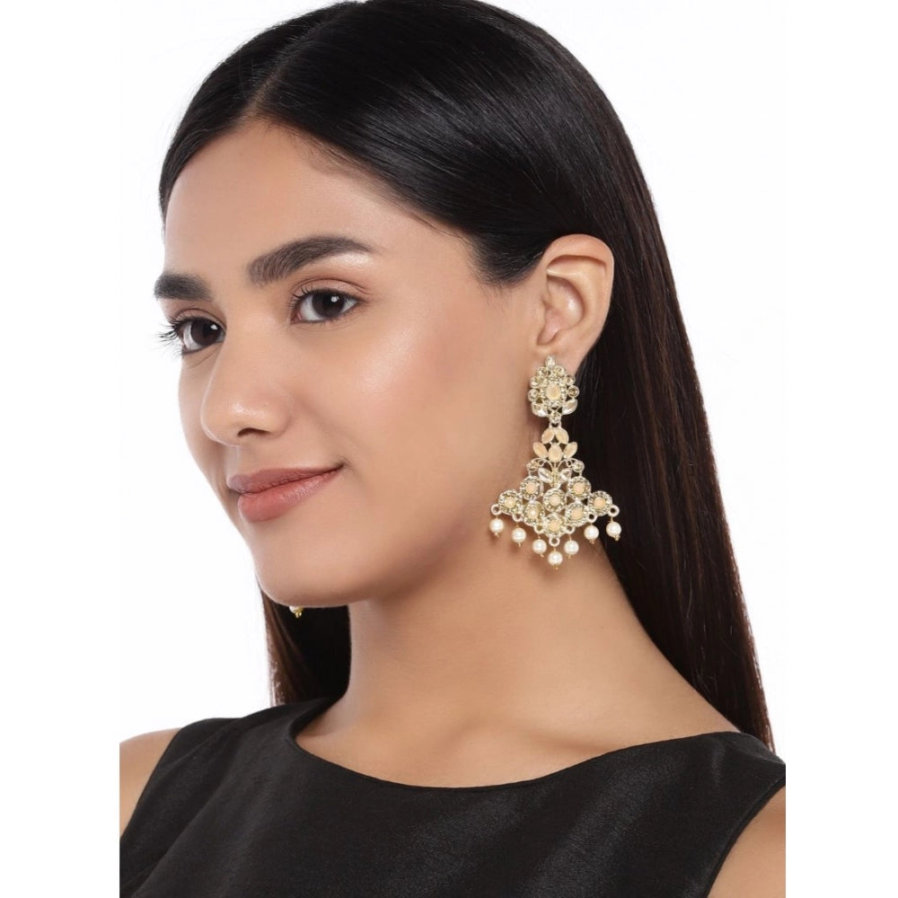 Women's Rose Gold Plated Alloy Earrings (Gold &amp; Pink)