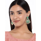 Women's Rose Gold Plated Alloy Earrings (Green)