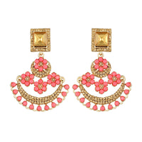 Women's Rose Gold Plated Alloy Earrings (Gold &amp; Pink)