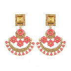Women's Rose Gold Plated Alloy Earrings (Gold &amp; Pink)