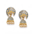 Women's Rose Gold Plated Alloy Earrings (Gold &amp; Grey)