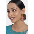 Women's Rose Gold Plated Alloy Earrings (Gold &amp; Pink)