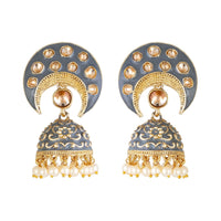 Women's Rose Gold Plated Alloy Earrings (Gold &amp; Grey)