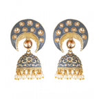 Women's Rose Gold Plated Alloy Earrings (Gold &amp; Grey)