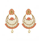 Women's Rose Gold Plated Alloy Earrings (Gold &amp; Orange)
