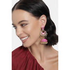 Women's Rose Gold Plated Alloy Earrings (Pink)