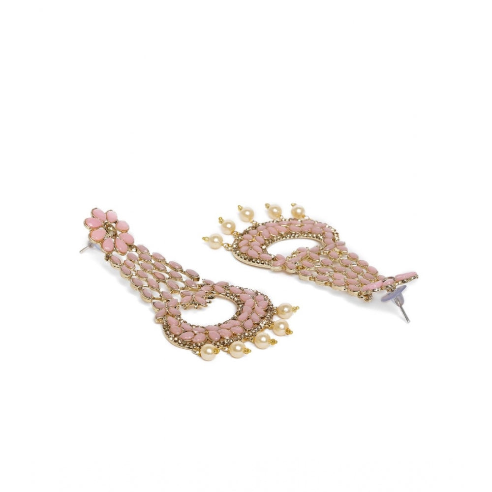 Women's Rose Gold Plated Alloy Earrings (Pink)