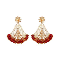 Women's Rose Gold Plated Alloy Earrings (Maroon)