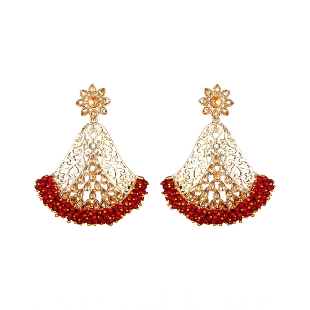 Women's Rose Gold Plated Alloy Earrings (Maroon)