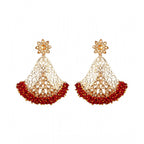 Women's Rose Gold Plated Alloy Earrings (Maroon)