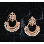 Women's Rose Gold Plated Alloy Earrings (White)