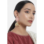 Women's Rose Gold Plated Alloy Earrings (Red)