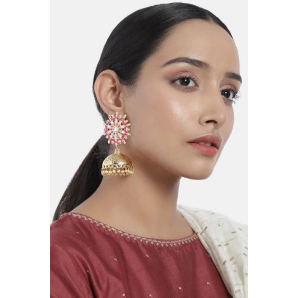 Women's Rose Gold Plated Alloy Earrings (Red)