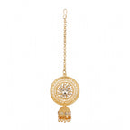 Women's Rose Gold Plated Alloy Kundan Earrings &amp; Mangtikka (White)