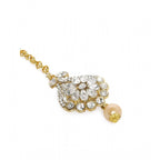 Women's Rose Gold Plated Alloy Kundan Earrings &amp; Mangtikka (White)