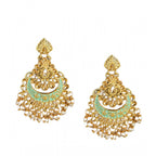 Women's Rose Gold Plated Alloy Earrings (Gold &amp; Green)