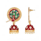 Women's Rose Gold Plated Alloy Earrings (Maroon)