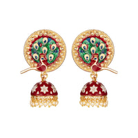 Women's Rose Gold Plated Alloy Earrings (Maroon)