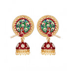 Women's Rose Gold Plated Alloy Earrings (Maroon)