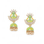 Women's Rose Gold Plated Alloy Earrings (Green)