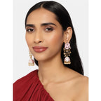 Women's Rose Gold Plated Alloy Earrings (Pink)