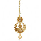 Women's Rose Gold Plated Alloy Kundan Earrings &amp; Mangtikka (Gold)