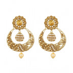 Women's Rose Gold Plated Alloy Kundan Earrings &amp; Mangtikka (Gold)