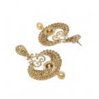 Women's Rose Gold Plated Alloy Kundan Earrings &amp; Mangtikka (Gold)