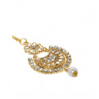 Women's Rose Gold Plated Alloy Kundan Earrings &amp; Mangtikka (White)