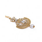 Women's Rose Gold Plated Alloy Kundan Earrings &amp; Mangtikka (White)