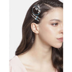Women's Rose Gold Plated Alloy Hair Pin Set (Green)
