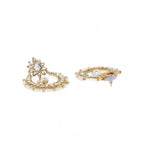 Women's Rose Gold Plated Alloy Kundan Earrings &amp; Mangtikka (White)