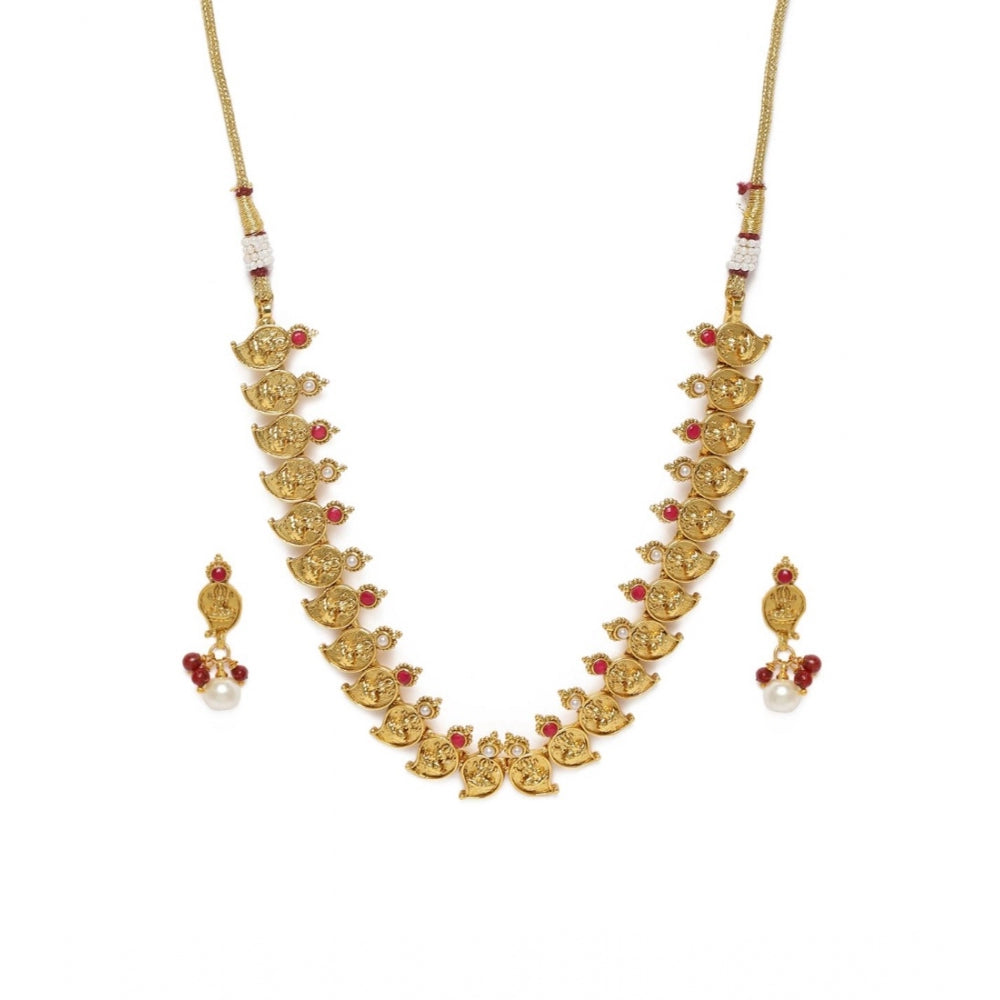 Women's Rose Gold Plated Alloy Jewellery Set (Red &amp; White)