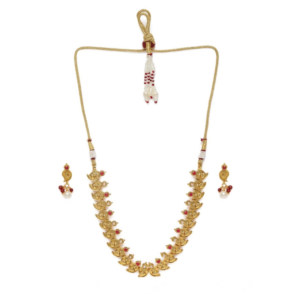 Women's Rose Gold Plated Alloy Jewellery Set (Red &amp; White)