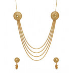 Women's Rose Gold Plated Alloy Long Haram Jewellery Set (Gold)