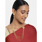 Women's Rose Gold Plated Alloy Long Haram Jewellery Set (Gold)