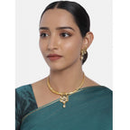 Women's Rose Gold Plated Alloy Necklace &amp; Earings Set (Gold &amp; White)