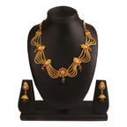Women's Rose Gold Plated Alloy Necklace Set (Green &amp; Red)