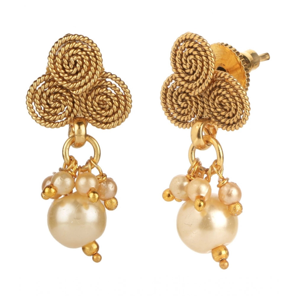 Women's Rose Gold Plated Alloy Necklace &amp; Earings Set (Gold)
