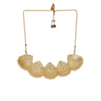 Women's Rose Gold Plated Alloy Necklace &amp; Earings Set (Gold)