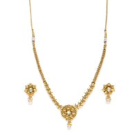 Women's Rose Gold Plated Alloy Necklace &amp; Earings Set (Gold)