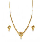 Women's Rose Gold Plated Alloy Necklace &amp; Earings Set (Gold)