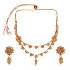 Women's Rose Gold Plated Alloy Necklace &amp; Earings Set (White)