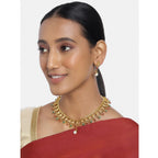 Women's Rose Gold Plated Alloy Necklace &amp; Earings Set (Green &amp; Red)