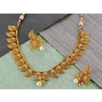 Women's Rose Gold Plated Alloy Necklace &amp; Earings Set (Gold)
