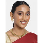 Women's Rose Gold Plated Alloy Necklace &amp; Earings Set (Gold)